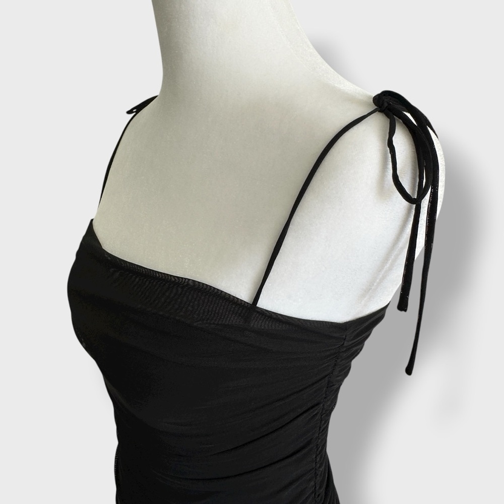 Aritzia Sunday Best Caruso Black Mini Dress Women’s Small Ruched Bodycon Stretch View 6